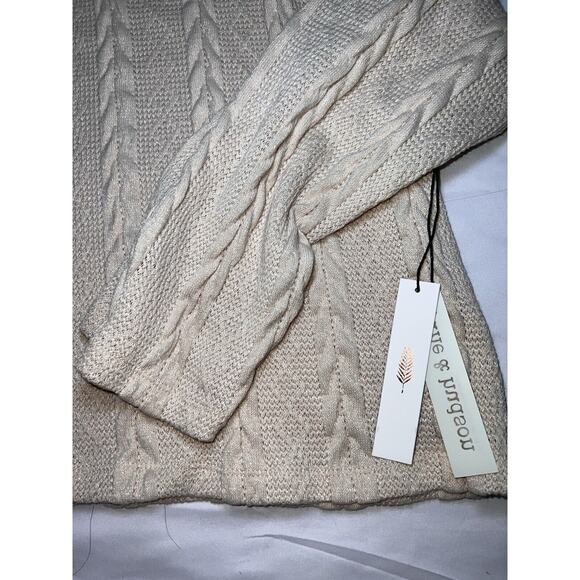 June & Hudson Sweater Womens Size 1 Beige Cable Knit Pullover Mock Neck Fall NWT - Picture 4 of 16